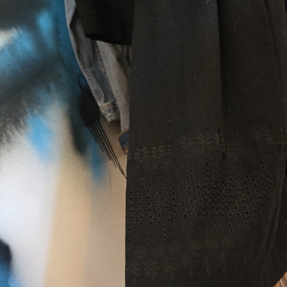 Bettie Page Black Peter Pan Collar Button-Front Trench Coat - Picture 6 of 11